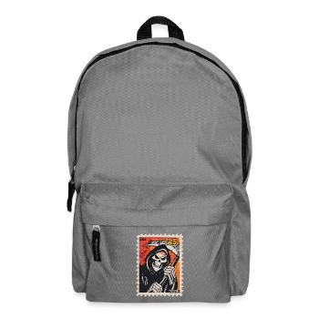 Sensenmann Comic auf Briefmarke - Rucksack - Mittelgrau - Vorne