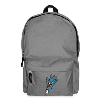 Main bleue sauvage avec visage et langue coquine - Sac à dos - gris éléphant - Devant