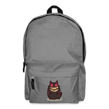 Grinsende schwarze Monster Katze - Rucksack - Mittelgrau - Vorne