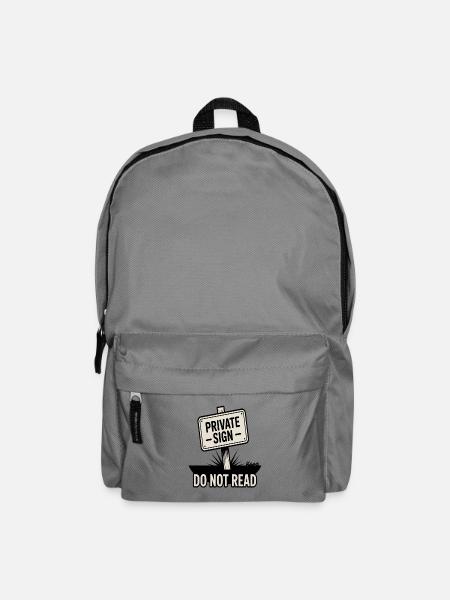 Privatschild mit „Nicht lesen“-Aufschrift - Rucksack - Mittelgrau
