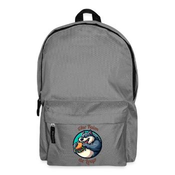 Loup et Hamburger | citation une faim loup humour - Sac à dos - gris éléphant - Devant