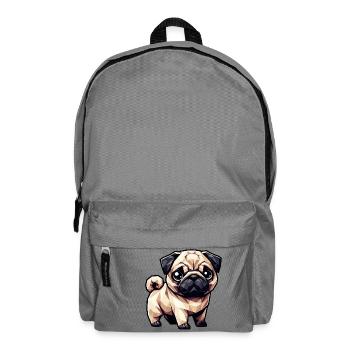 Hund Mops Polygon Geometrisch Design - Rucksack - Mittelgrau - Vorne