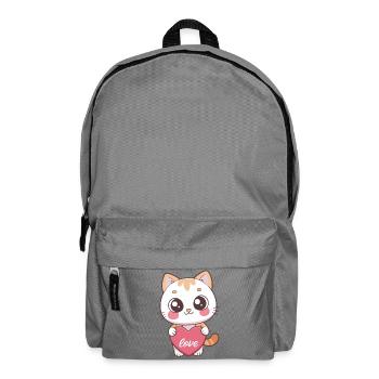 Chat kawaii cœur Love - Sac à dos - gris éléphant - Devant