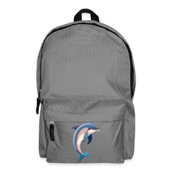 blauer Delfin springt aus Wasser Illustration - Rucksack - Mittelgrau - Vorne