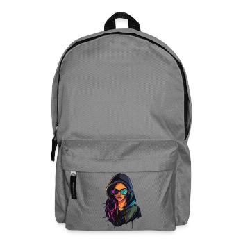 Hackerin Programmiererin Entwickler Frau Porträt - Rucksack - Mittelgrau - Vorne