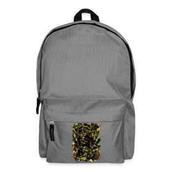 Neon Gelb Schwarz Blattmuster - Rucksack - Mittelgrau - Vorne