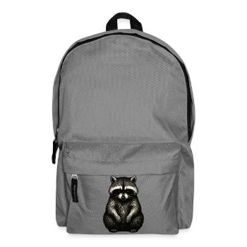 Monochrom Waschbär Print - Rucksack - Mittelgrau - Vorne
