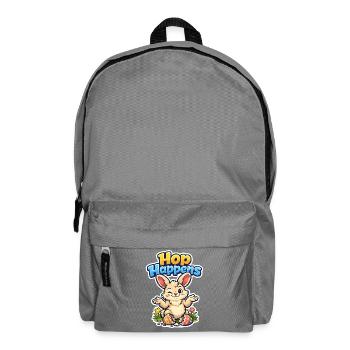 Süßer Osterhase mit buntem Ei und Schriftzug - Rucksack - Mittelgrau - Vorne