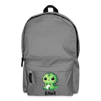 Cute Dino T-Rex Dinosaur Cartoon Chibi Roar - Backpack - elephant grey - Front