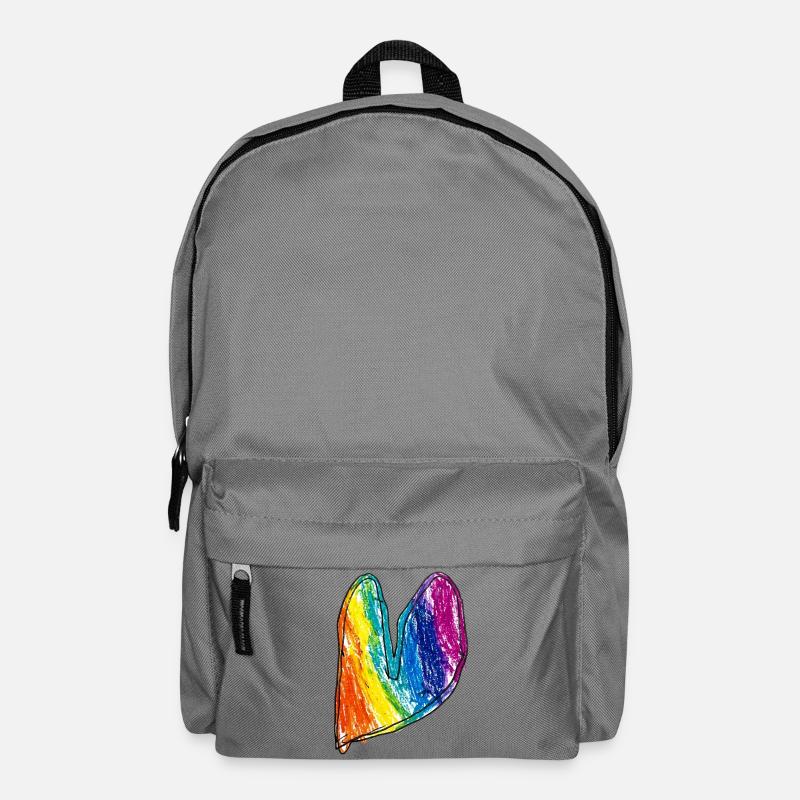 Rainbow Heart Wax Crayon - Backpack - elephant grey