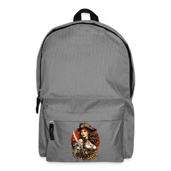 Piratenkönigin mit Schwert und Gold - Rucksack - Mittelgrau - Vorne