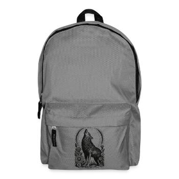 Howling Wolf in Floral Circular Frame - Backpack - elephant grey - Front