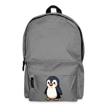 Pixel Penguin: Playful Retro Aesthetic - Backpack - elephant grey - Front