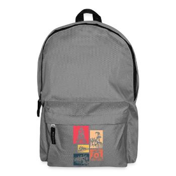 Retro Vintage Zug Silhouette Lokomotive - Rucksack - Mittelgrau - Vorne