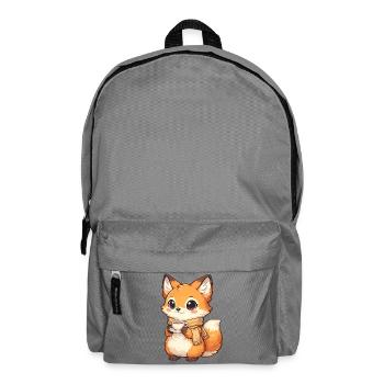 Cuddly fox with tea and scarf - Backpack - elephant grey - Front
