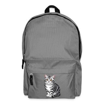 Tabby-Katzenporträt - Rucksack - Mittelgrau - Vorne