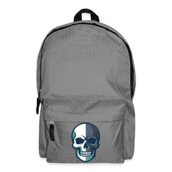 Stilisierte Totenkopfgrafik mit geteiltem Farbdesign - Rucksack - Mittelgrau - Vorne