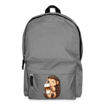 Igel mit Latte Macchiato - Rucksack - Mittelgrau - Vorne