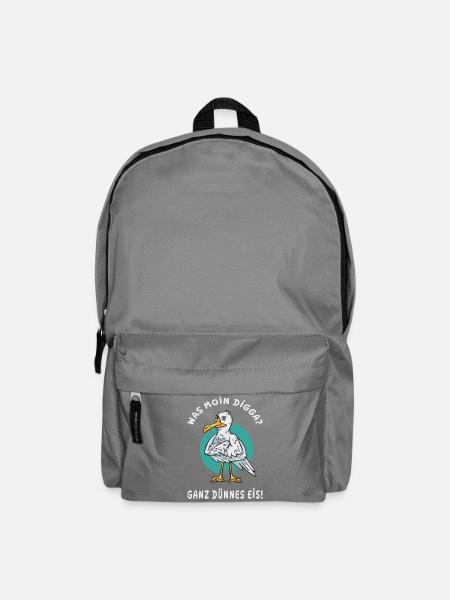Möwe „Moin Digga? Ganz dünnes Eis!“ - Rucksack - Mittelgrau