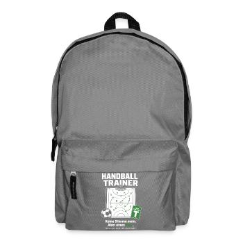 Handballtrainer Geschenk – Grüne Karte & Auszeit - Rucksack - Mittelgrau - Vorne