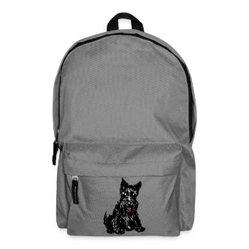 Monochrome Terrier-Linienkunst - Rucksack - Mittelgrau - Vorne