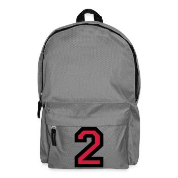 Zahl 2 - Nummer 2 (Rot) Nr. 2 - Rucksack - Mittelgrau - Vorne