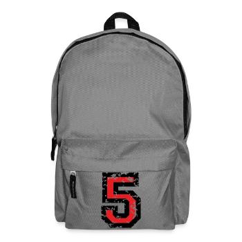 Zahl 5 - Nummer 5 (Vintage Rot) Nr. 5 - Rucksack - Mittelgrau - Vorne