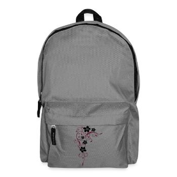 Schwarze Blüten mit dunkelroten Ranken - Rucksack - Mittelgrau - Vorne