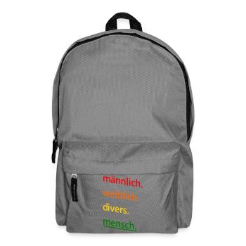 männlich, weiblich, divers, mensch toleranz Spruch - Rucksack - Mittelgrau - Vorne