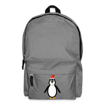 Penguin with Santa Claus hat- Penguin Xmas - Backpack - elephant grey - Front