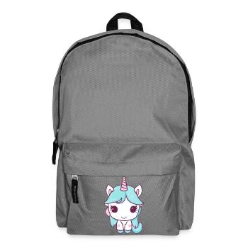 Süßes Kawaii Einhorn sitzt und ist glücklich - Rucksack - Mittelgrau - Vorne