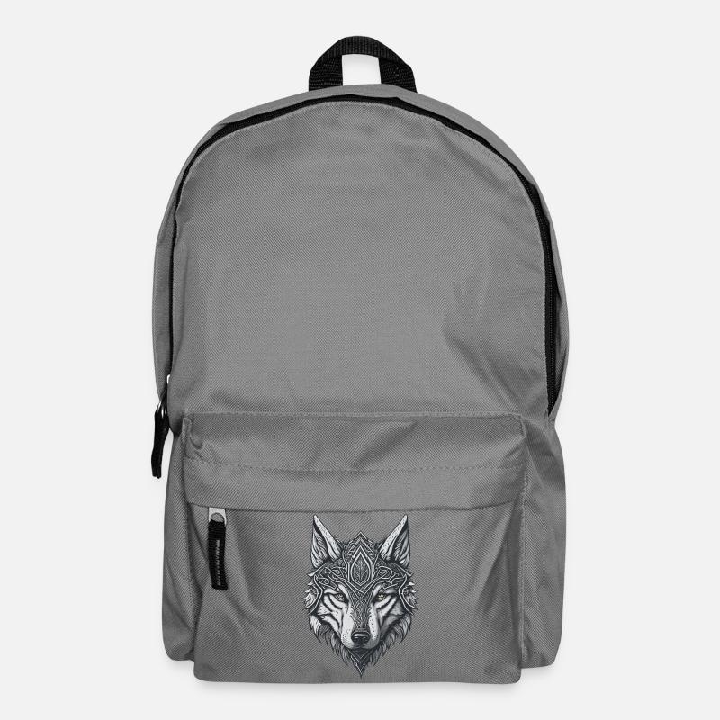 Wolfskopf-Stil Wikinger-Tattoo - Rucksack - Mittelgrau