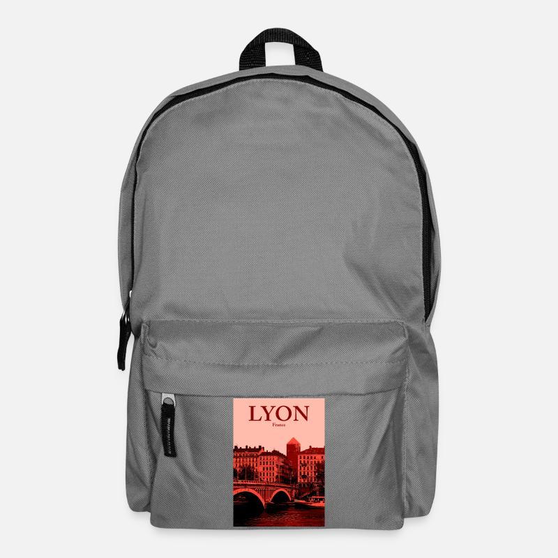 Lyon Skyline roter Overlay - Rucksack - Mittelgrau