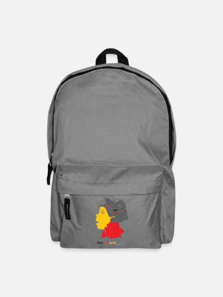 Landkarte mit stylischer Frau und Nationalfarben - Rucksack - Mittelgrau