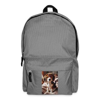 Adorable Beagle Puppy on Cozy Blanket - Backpack - elephant grey - Front