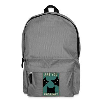 black fat cat fat are you pooping - Backpack - elephant grey - Front