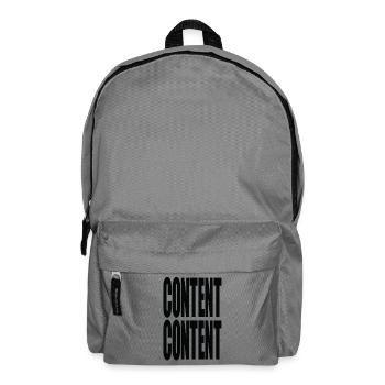 "Content Content" – For Creators, Nerds & Media Men - Backpack - elephant grey - Front
