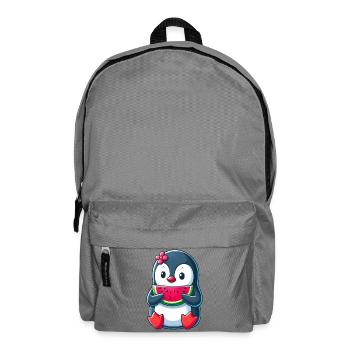 Süßer Pinguin mit Wassermelone Sommer Cartoon - Rucksack - Mittelgrau - Vorne