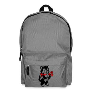 Black Cat with Red Ribbon - Backpack - elephant grey - Front