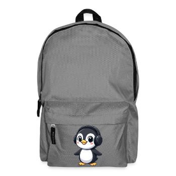 pingouin drôle avec des écouteurs, musique, joie - Sac à dos - gris éléphant - Devant