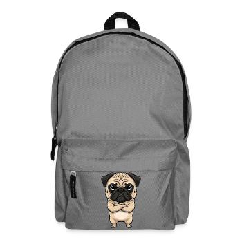 Mops Cartoon mürrisch grumpy sauer genervt süß - Sac à dos - gris éléphant - Devant