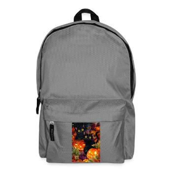 Halloween Moonlit Pumpkin Cats - Backpack - elephant grey - Front