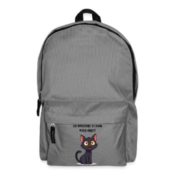 Schwarze Katze Lustiger Spruch Wochenende vorbei - Rucksack - Mittelgrau - Vorne