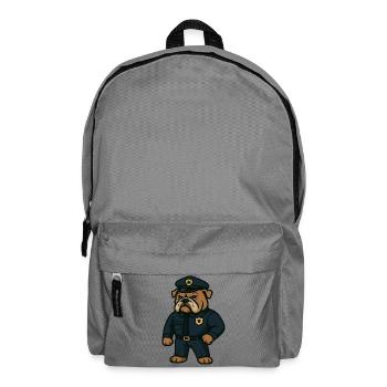 Polizei Bulldogge Maskottchen Strafverfolgung Design - Rucksack - Mittelgrau - Vorne