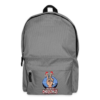 Merry Christmas Peace Sign Motif Blue - Backpack - elephant grey - Front