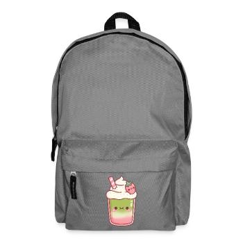 Cute Iced Matcha Strawberry Latte - Backpack - elephant grey - Front