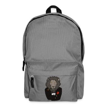 Lion en smoking avec rose / Design drôle - Sac à dos - gris éléphant - Devant