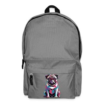 Farbenfroher geometrischer Mops – Lebendiger Pop-Art-Hund - Rucksack - Mittelgrau - Vorne