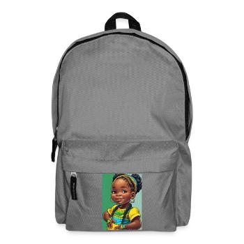 Buntes Afro-Kind in Zöpfen - Rucksack - Mittelgrau - Vorne
