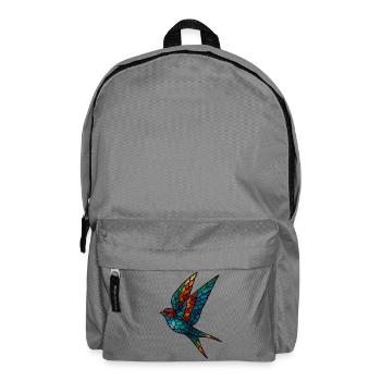 Swallow Stained Glass Mosaic Colorful Bird - Backpack - elephant grey - Front